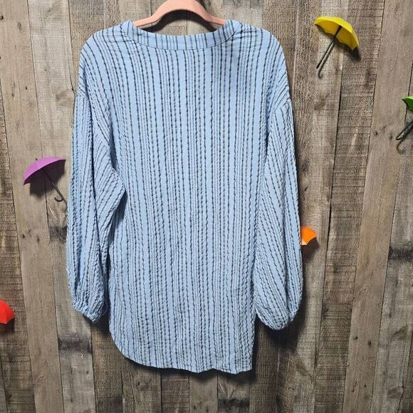 Free People Rhythm of the Night Tunic Blue Bell Striped Dolman Sleeve S - Picture 4 of 6
